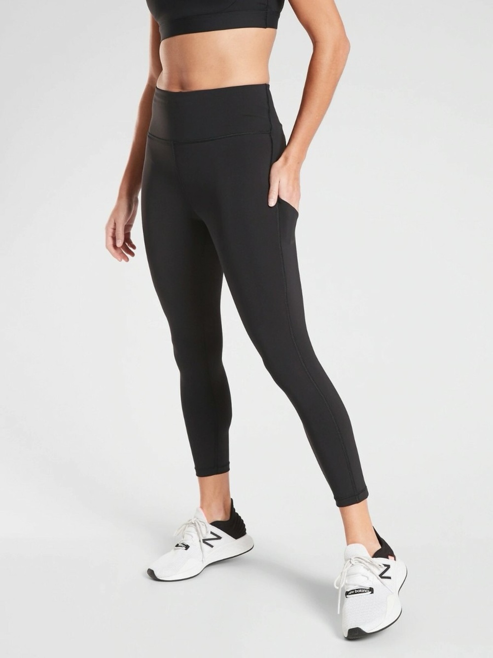 Athleta Ultimate Stash Pocket 7/8 High-Waist Black Leggings with Side Pockets